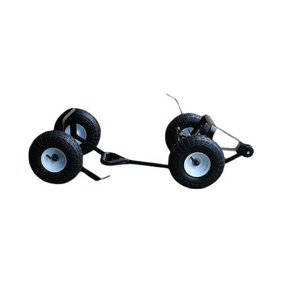 Metal wagon undercarriage with 4x10 inch wheels and axle assembly, ideal for building custom utility or garden wagons