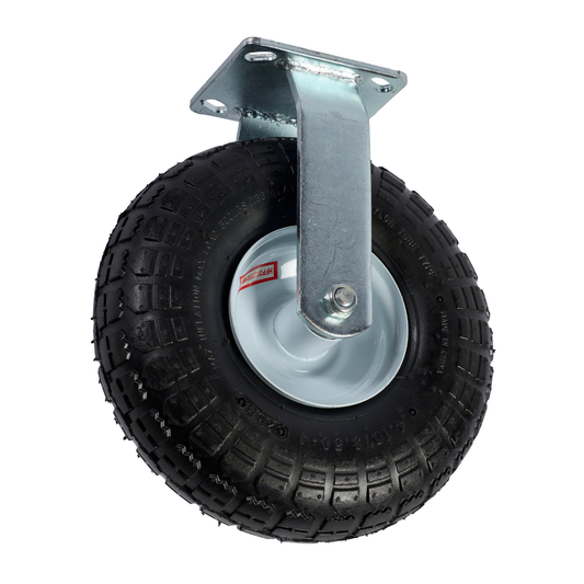 4x10 inch fixed caster with pneumatic tire and galvanized steel bracket, ideal for carts and wagons