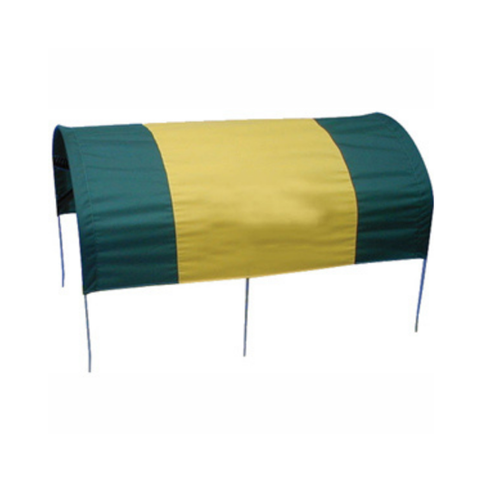Green and yellow wagon canopy for 20x38 trekker wagons, hand-sewn fabric cover for outdoor protection and style