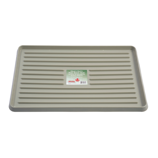 17x27 inch grey boot tray with raised anti-skid ridges for entryway mud and water protection