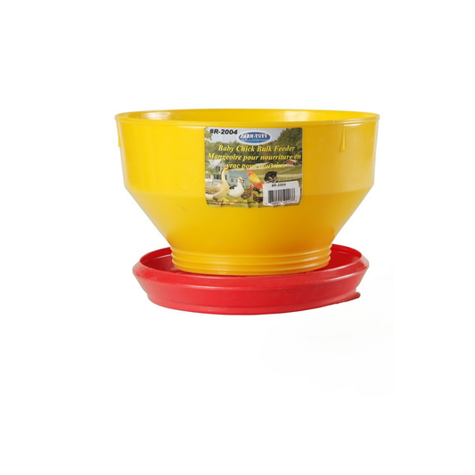 Plastic baby chick poultry feeder with red base