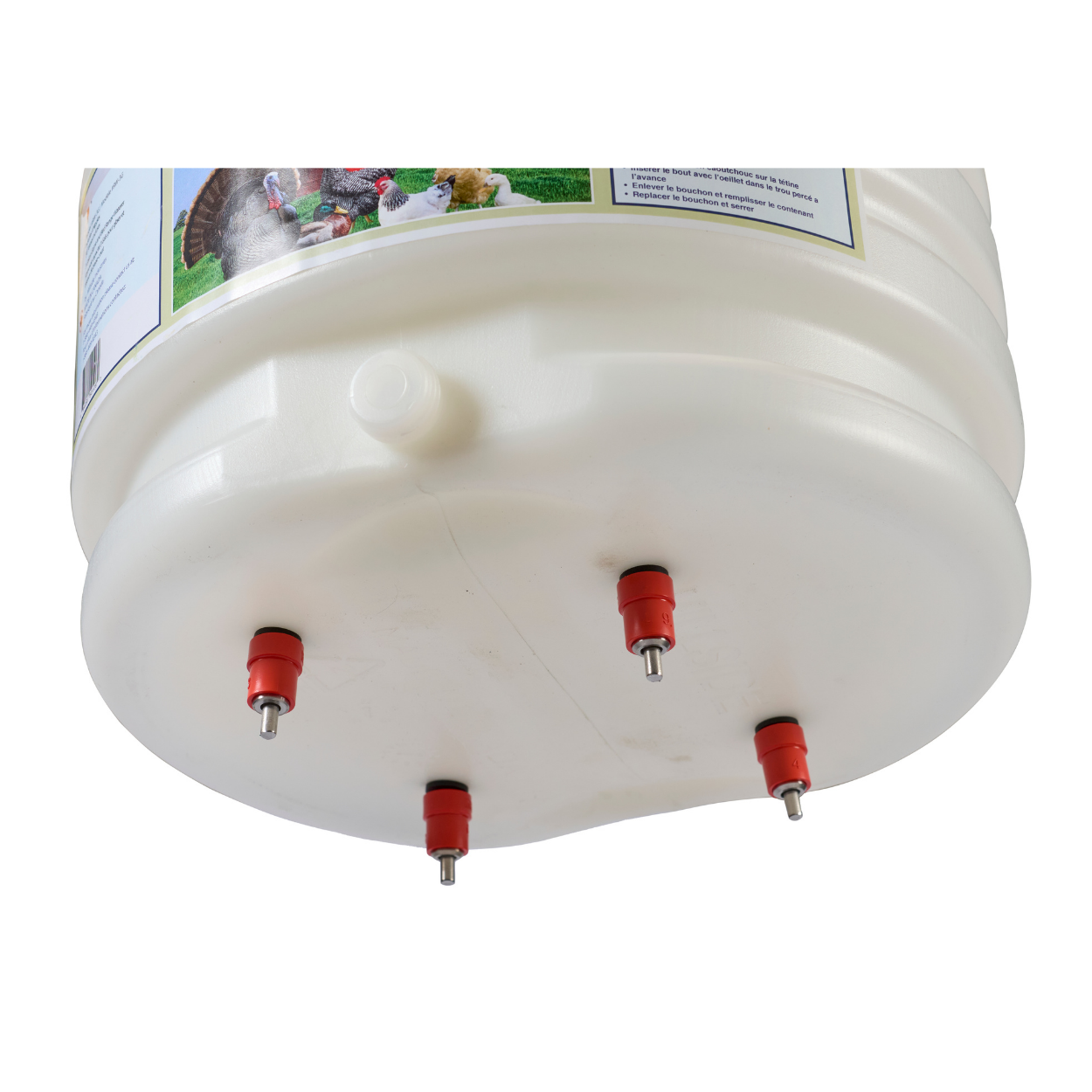 Bottom view of 3-gallon plastic range fountain